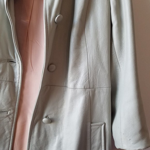 Vintage Dove Gray Leather Coat . Small / medium. - Picture 5 of 15